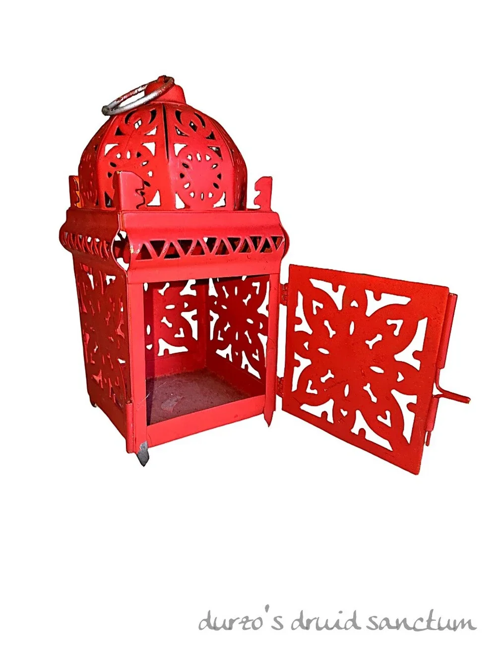 Red Metal Moroccan Style Candle Lantern Tea Light Holder 6